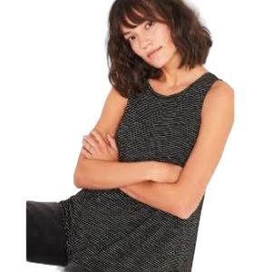 Old Navy Luxe Silver Metallic Stripes Sleeveless Top for Women Black Tank Top